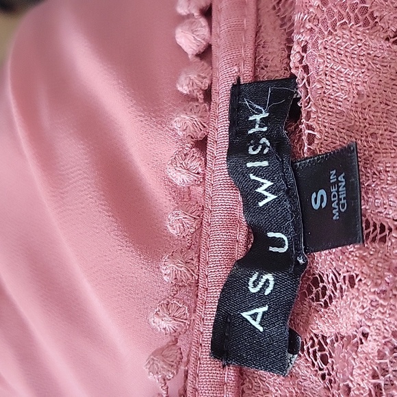 As U Wish Orange Lace Elbow Sleeve Dress, Size: Small - Picture 8 of 9